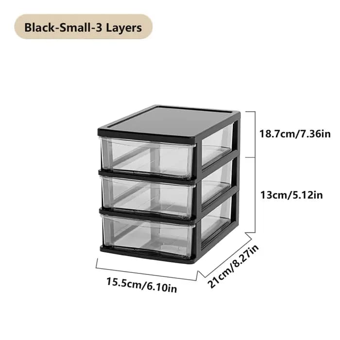 Boîte de rangement de bureau transparente avec tiroir