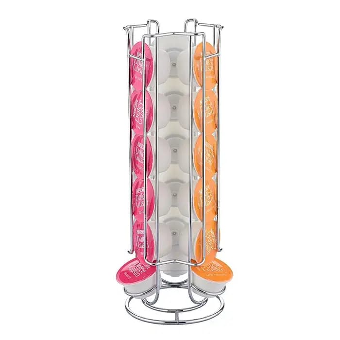 Support de rangement pour capsules de café Dolce Gusto en métal chromé pour comptoir
