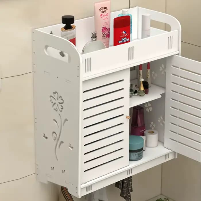 Armoire de rangement murale pour salle de bain en PVC blanc de style nordique