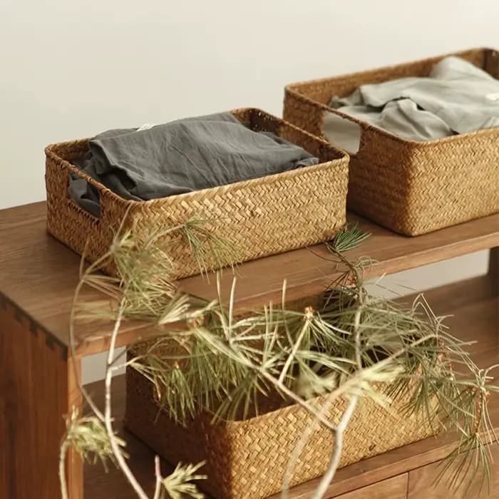Zerolife – grand panier en jonc de mer tissé naturel, en paille et osier, pour Table de maison, frui