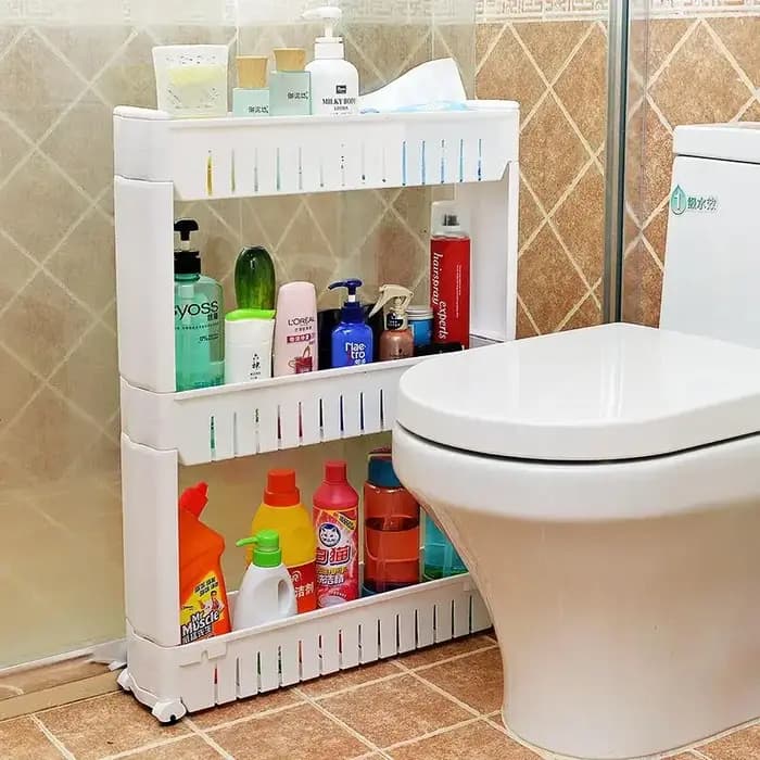 Étagère mobile mince à 3 couches – Support de garde-manger peu encombrant pour cuisine, salle de bain et réfrigérateur