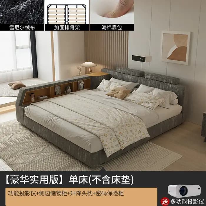 Cadre rembourré lit double rangement chambre commodes têtes de lit