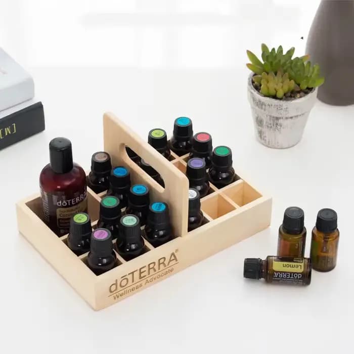 Boîte de rangement en bois pour huiles essentielles