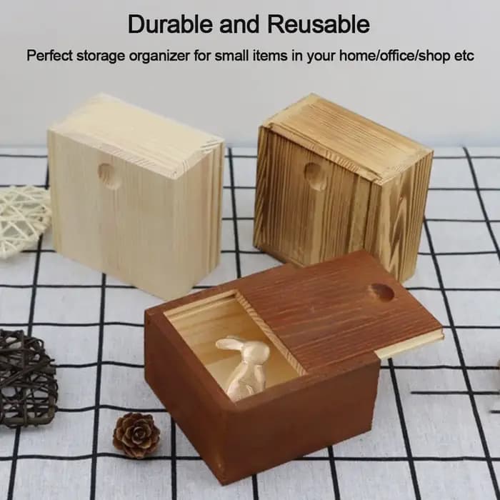 Boîte à bijoux en bois non finie avec couvercle coulissant