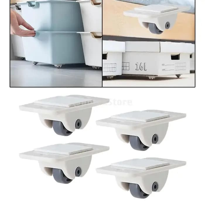 Roulettes auto-adhésives pour boîte de rangement, 4 pièces, rouleaux de roues portables pour petits