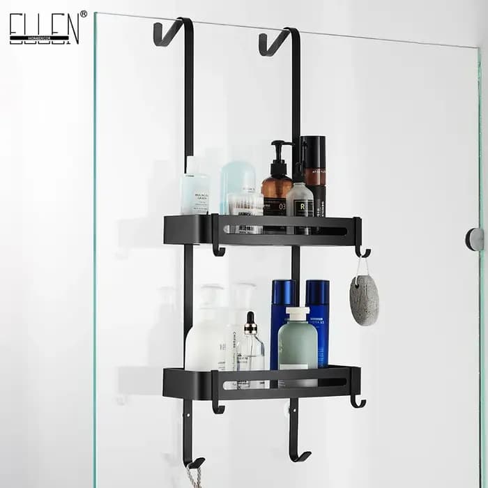 Étagères de bain suspendues noires