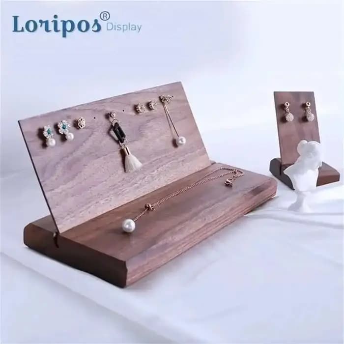 Vitrine oreille goujon support de rangement boucle d'oreille étagère noir noyer porte-bijoux fendu boucles d'oreilles