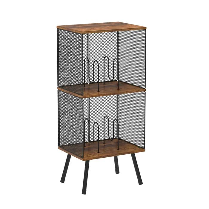Étagère de rangement pour disques vinyles à 2 niveaux