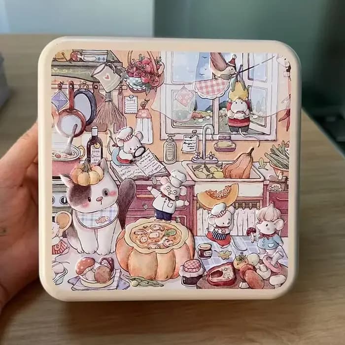 Boîte de rangement en métal de lapin d'ours mignon