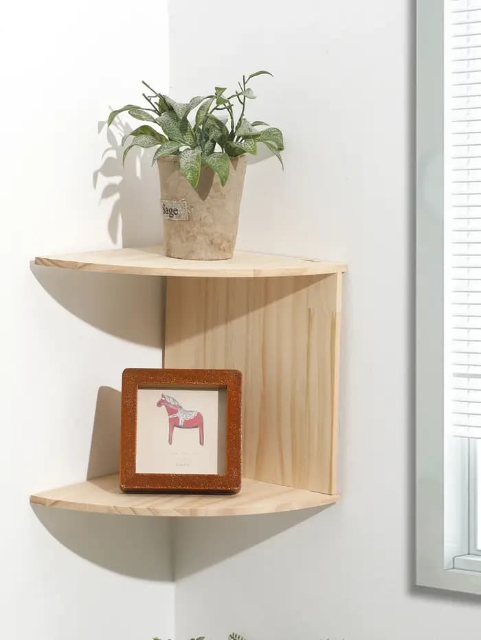 Étagère d'angle en bois Burlywood à deux couches