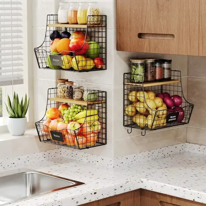 Support de rangement pliable en fer avec étagère en bois