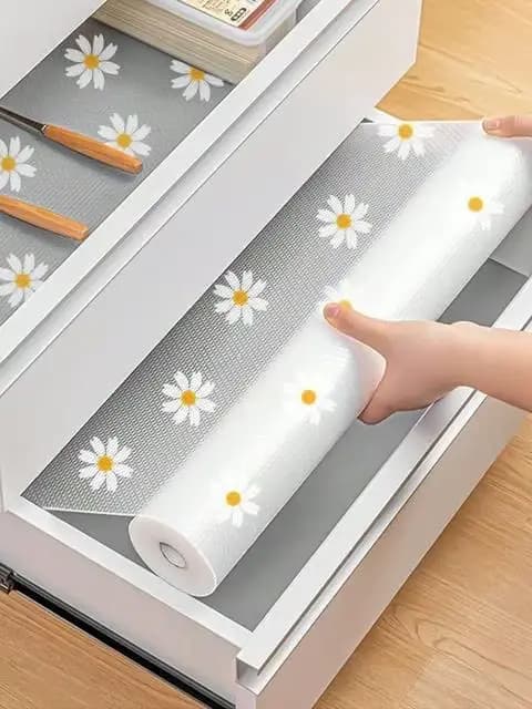 Revêtement d'étagère en rouleau pour armoires de cuisine, 1 rouleau, tapis de réfrigérateur étanche
