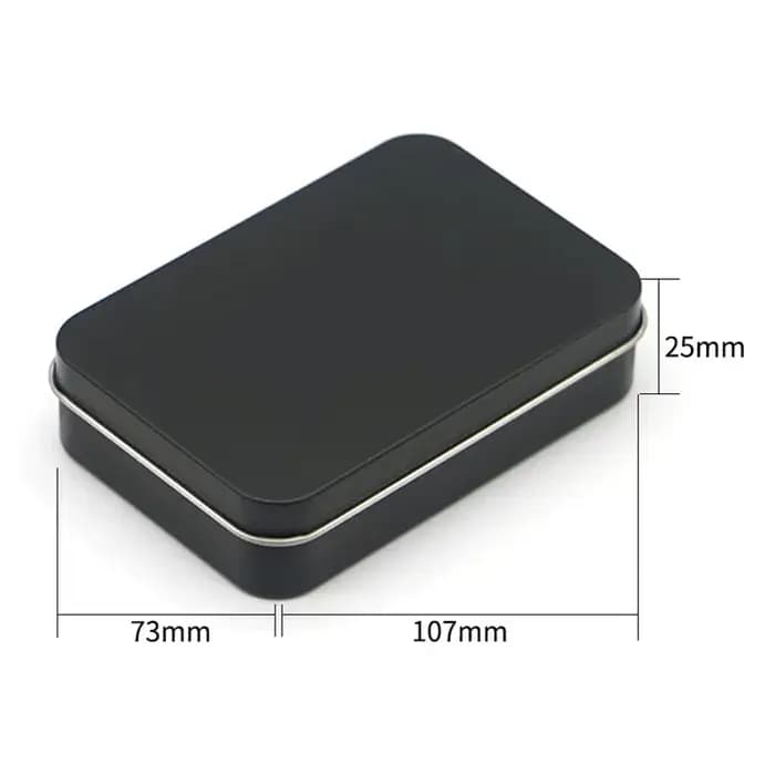 Boîte de rangement rectangulaire en métal argent noir pour cartes de jeu