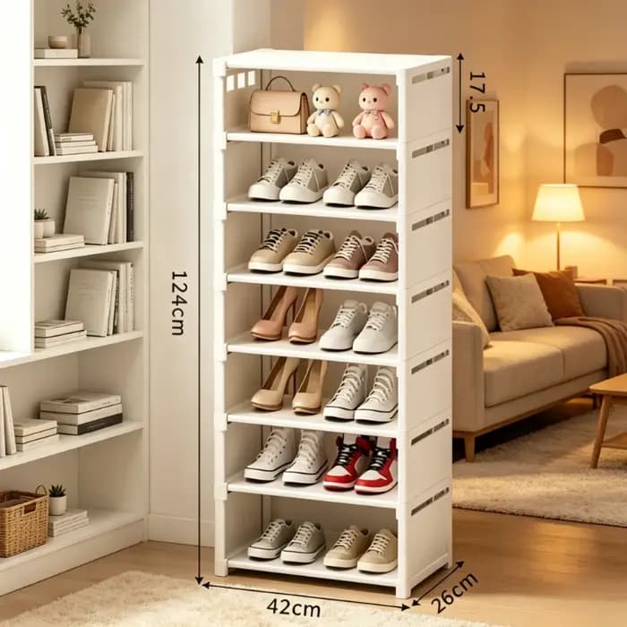 Étagère à chaussures blanche à 8 niveaux