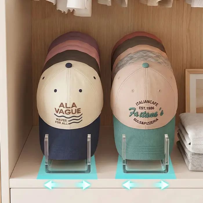 Support de rangement pour casquettes en acrylique avec fentes