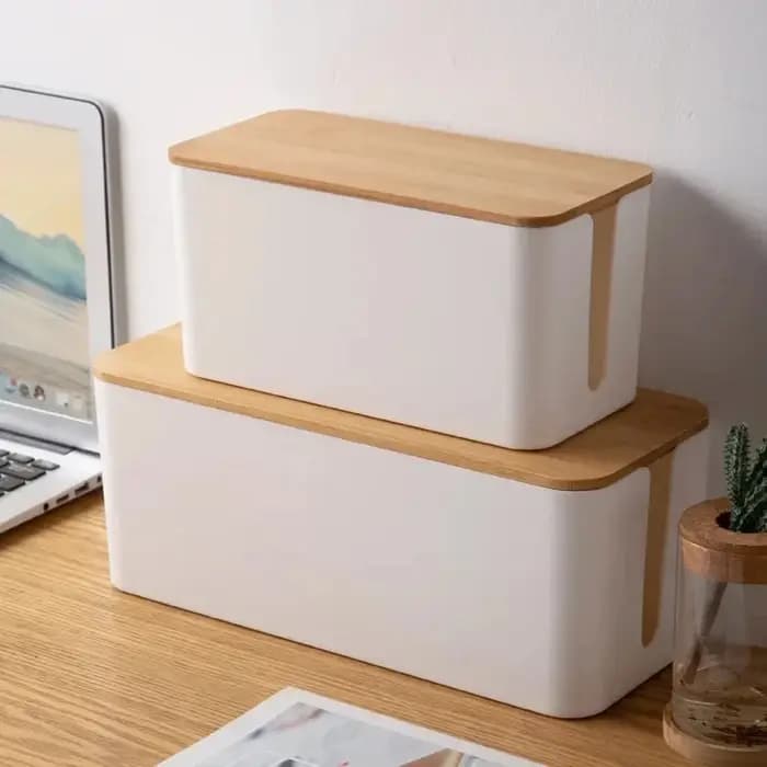 Boîte de Rangement de Câbles en Bois pour Ligne Électrique