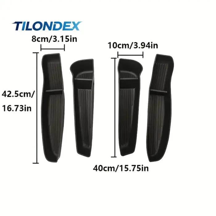 TILONDEX Ensemble de quatre boîtes de rangement pour portes en TPE noir pour Model 3