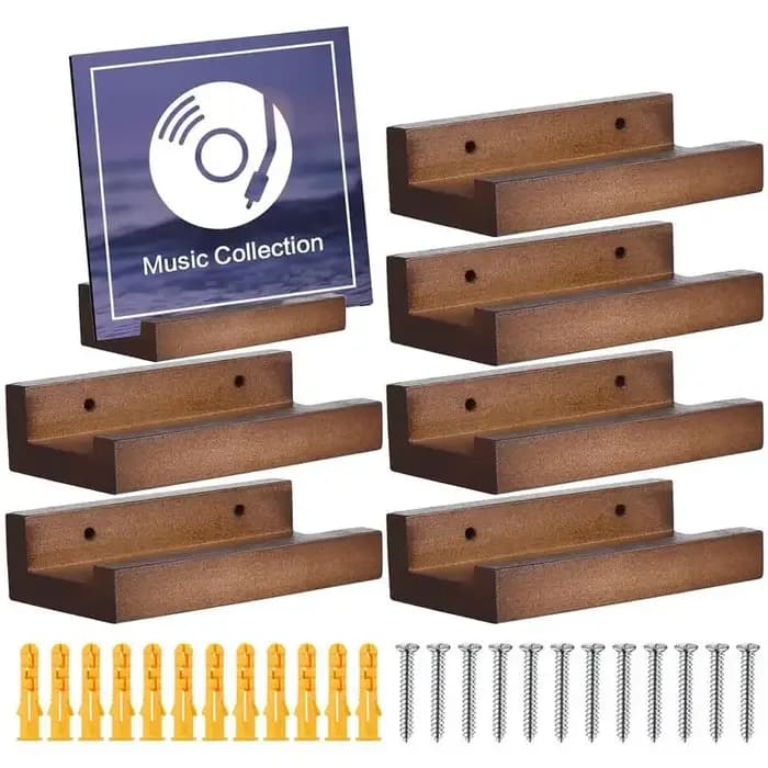 Support mural d'étagère de disque vinyle en bois