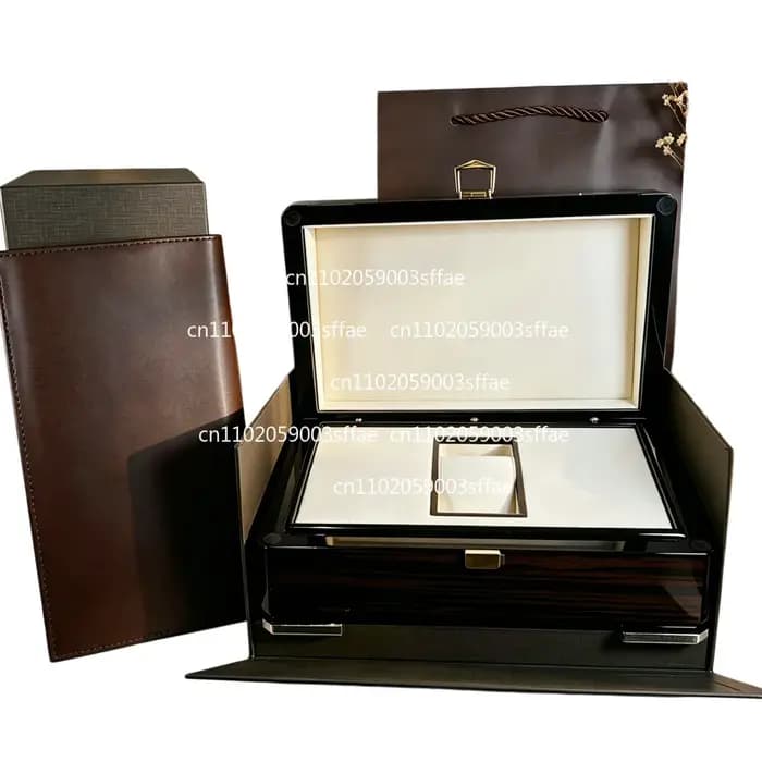 Boîte à montres en bois massif haut de gamme marron, sac cadeau, procédé de peinture au four, emball
