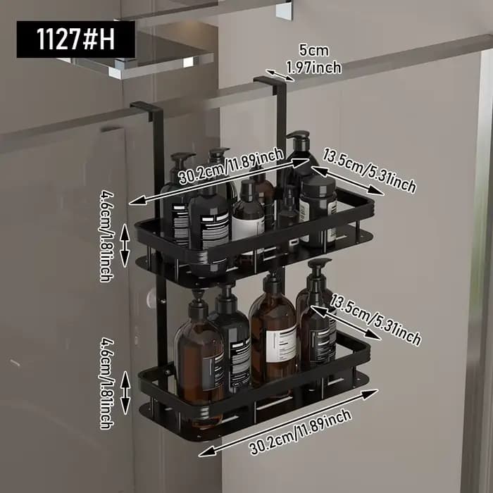 Caddie de douche suspendu à 2 niveaux sur porte, étagère de douche, support de rangement de salle de