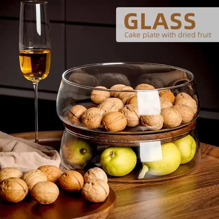 Conteneur de stockage des aliments en verre avec couvercle en bois