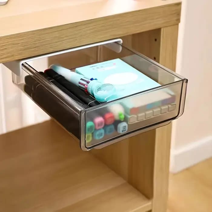 Boîte de rangement à tiroir sous le bureau, organisateur Invisible sans perçage, boîte de rangement inférieure de bureau extractible