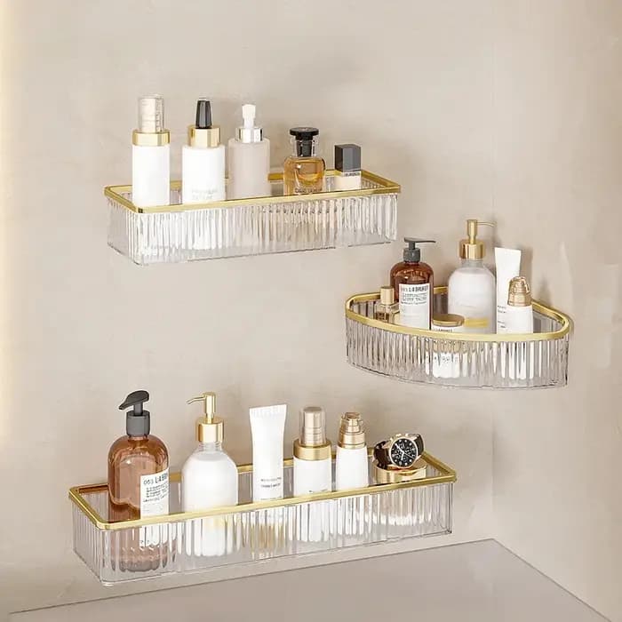 Étagère d'angle en acrylique sans propositions, porte-shampooing, outil de maquillage, rangement domestique, T1