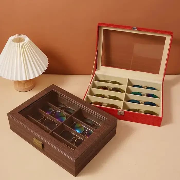 Boîte de rangement pour lunettes de soleil en cuir