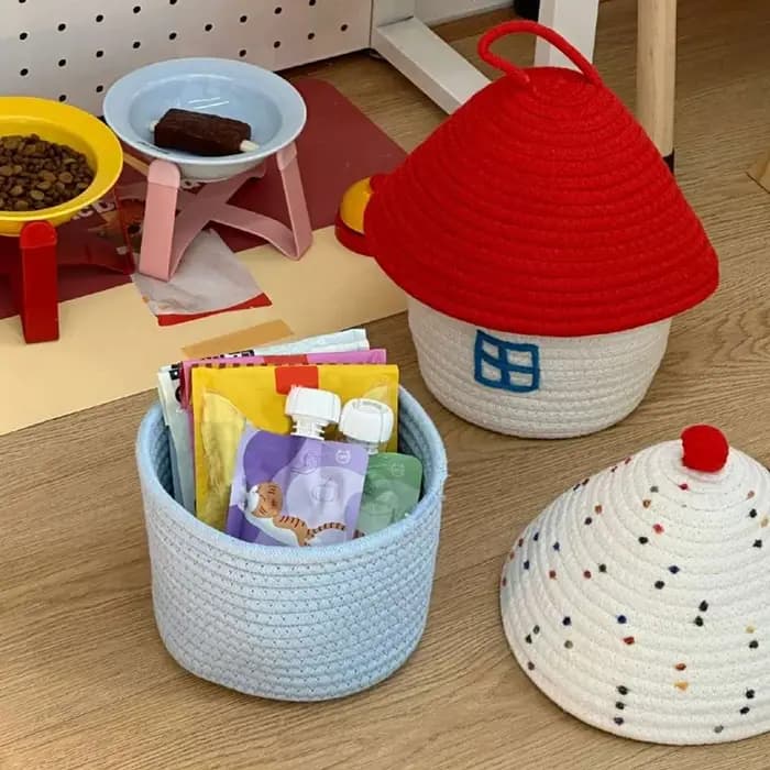 Mir de rangement tissé en fil de coton de style bohème