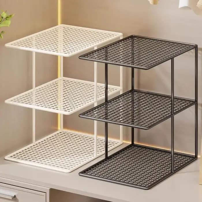 Étagère de rangement empilable en maille métallique à plusieurs niveaux pour armoire