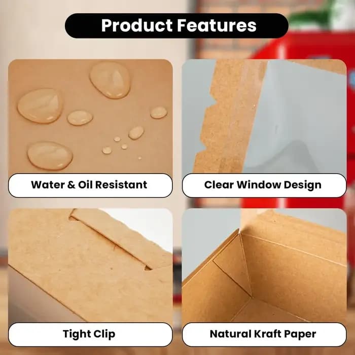 Boîte à lunch en papier kraft avec fenêtres transparentes