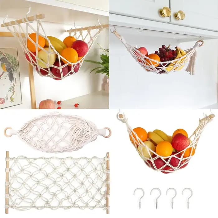Sous-meuble hamac à fruits Boho tissé suspendu