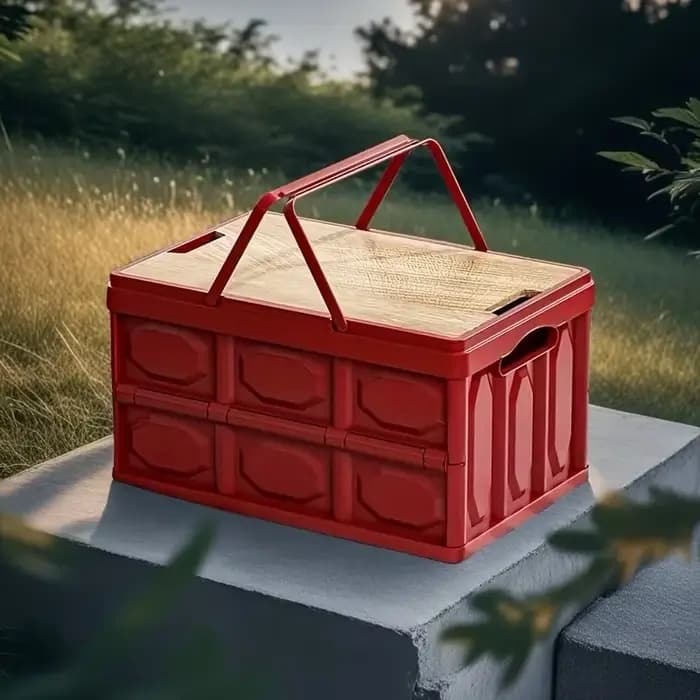 1 boîte de rangement de Camping en plein air avec couvercle, organisateur de coffre de voiture polyv