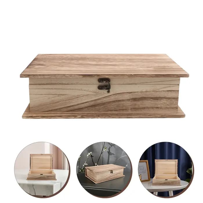 Grande boîte à livre en bois en forme de Bible avec couvercle à charnières, boîte de rangement en forme de livre avec fermoir pour bijoux, souvenirs ou petits objets commémoratifs