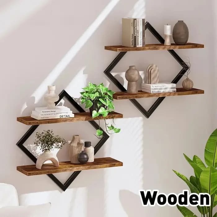 Étagères murales rétro, étagère de rangement en bois rustique à double niveau pour la salle de bain, la cuisine, la décoration du salon