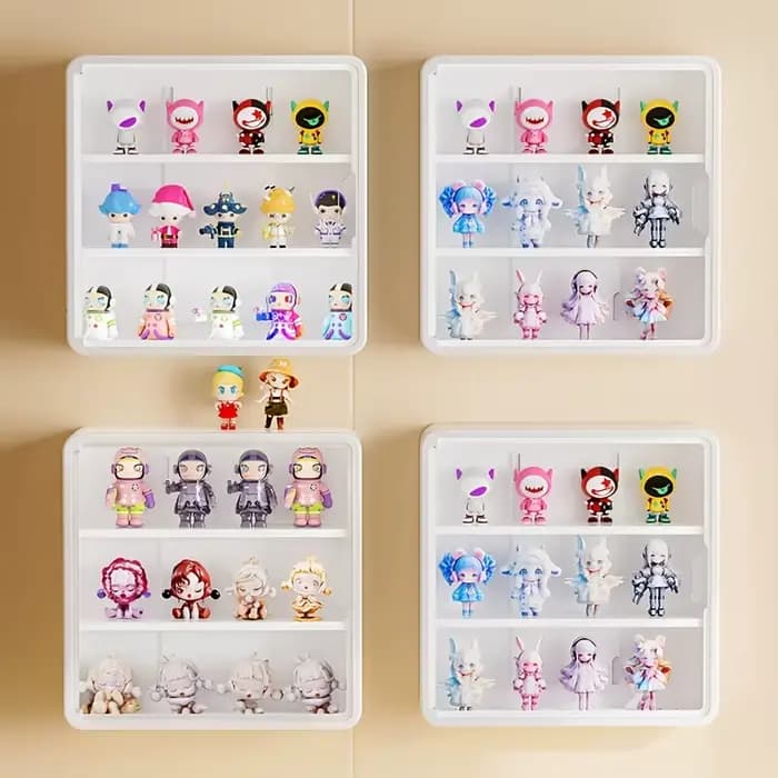 Boîte de rangement murale avec couvercle pour figurines d'action