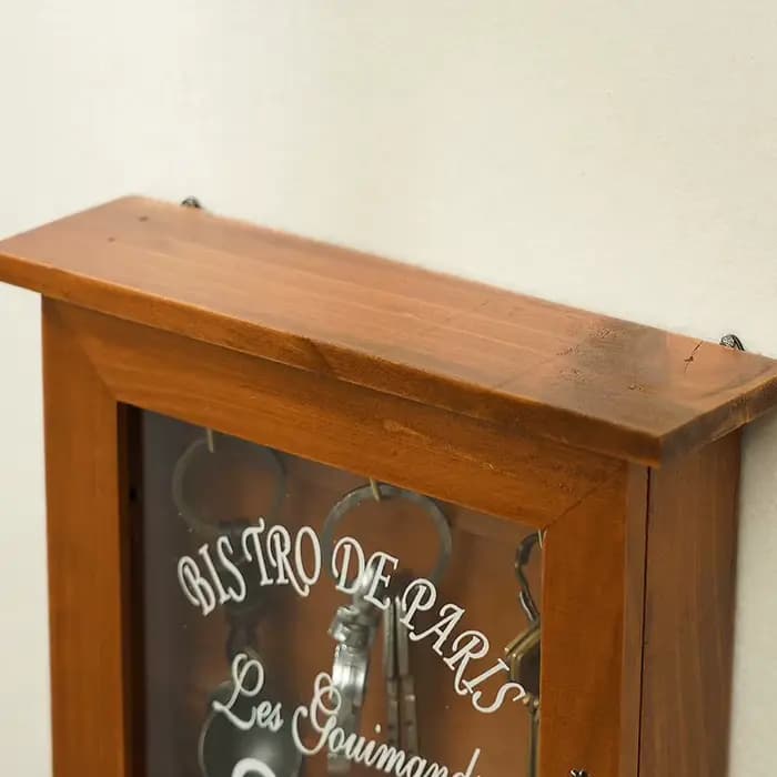 Armoire à clés en bois avec support à crochet suspendu