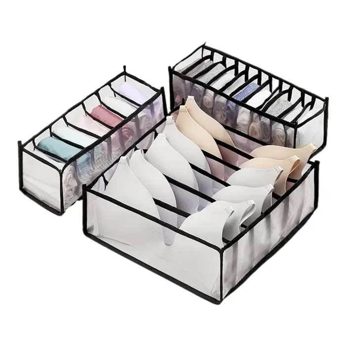 Lot de 3 boîtes de rangement pour placard