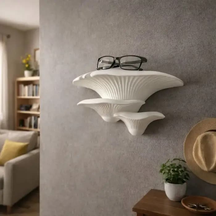 Étagère de rangement murale en plastique imprimée en 3D, petite étagère en forme de champignon, gain de place, étagère de rangement pour bureau