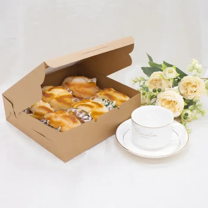 Boîte à Gâteaux en Carton Blanc et Marron avec Fenêtre Transparente