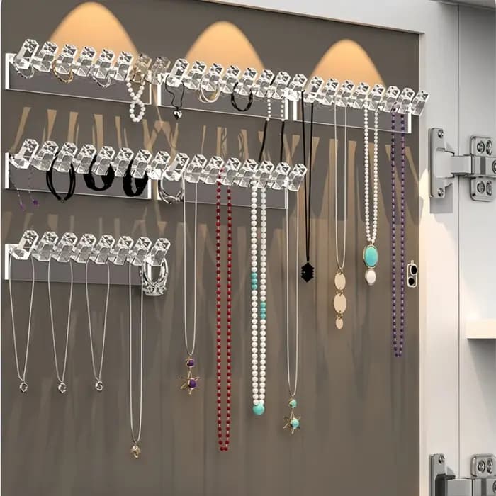 Support de rangement pour bijoux à fixer derrière la porte de l'armoire miroir