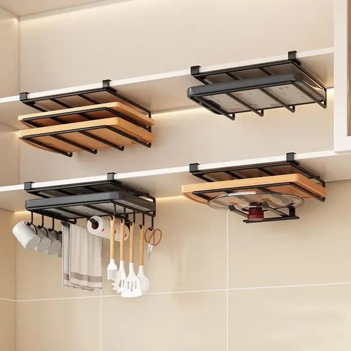 Support organisateur de cuisine sous armoire avec crochets