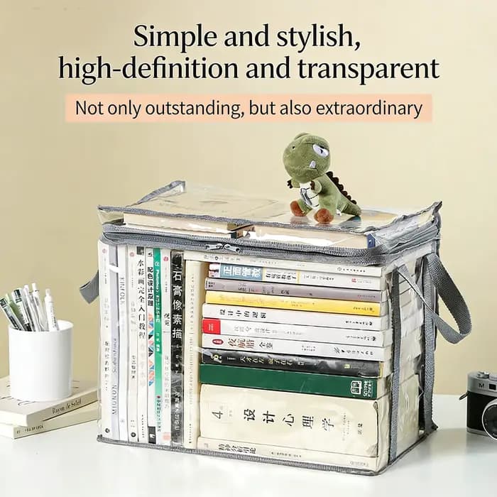 Boîte à livres pliable, organisateur de livres pour dortoirs d'étudiants et salles de classe, boîte de rangement transparente et étanche pour la maison