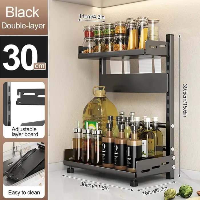 Support de rangement d'épices à 3 niveaux pour comptoir, Organization d'épices réglable pour armoire