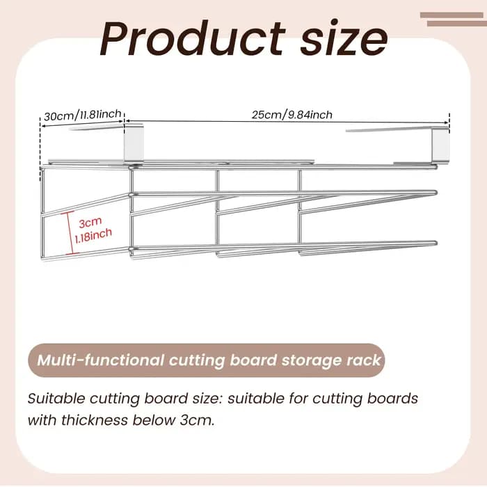 Support de rangement suspendu sous armoire pour planches à découper