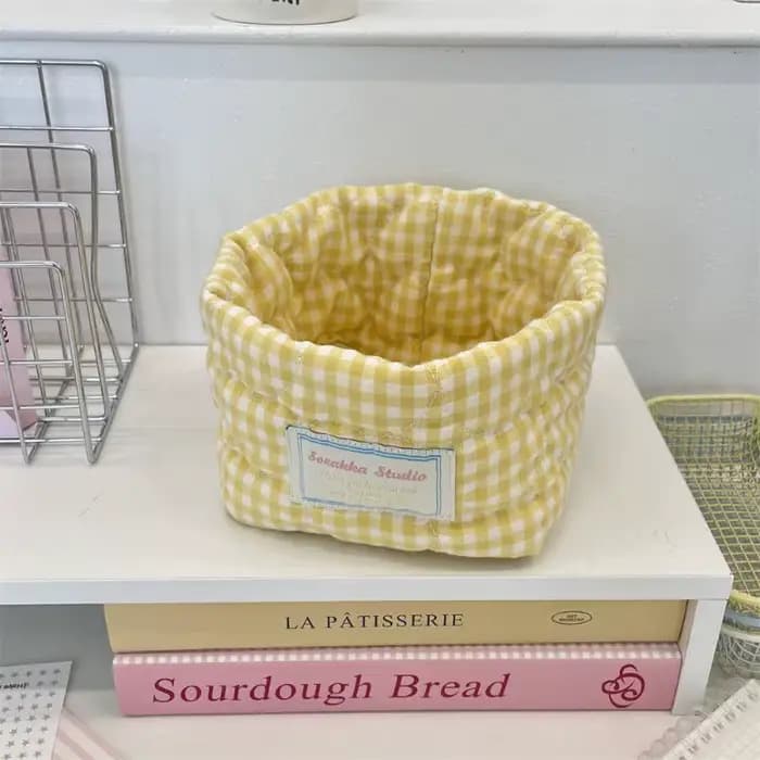 Panier de rangement pliable en tissu à carreaux, bac de rangement lavable pour jouets, livres, vêtem
