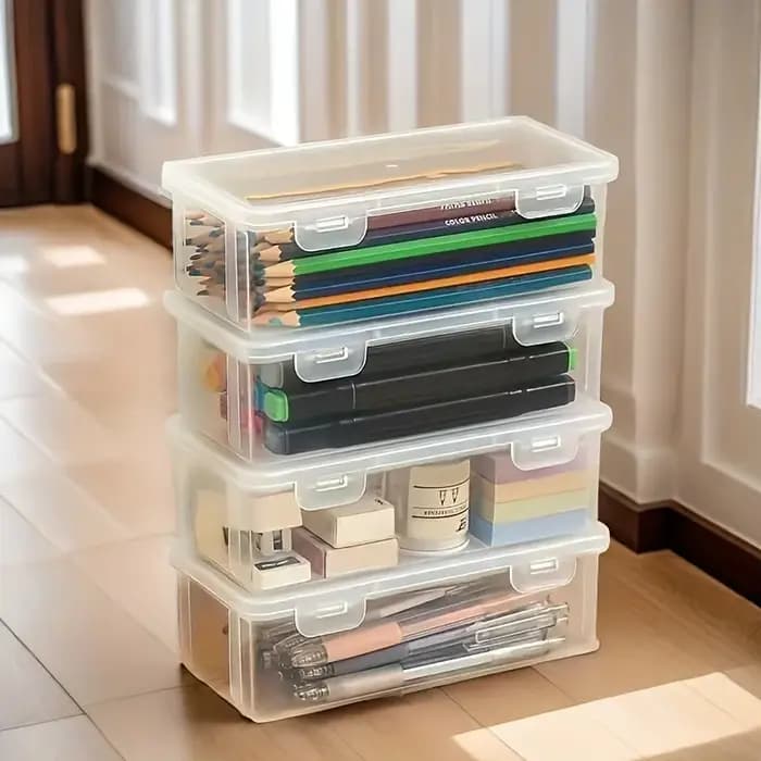Grands boîtes de rangement en plastique transparent avec couvercles articulés