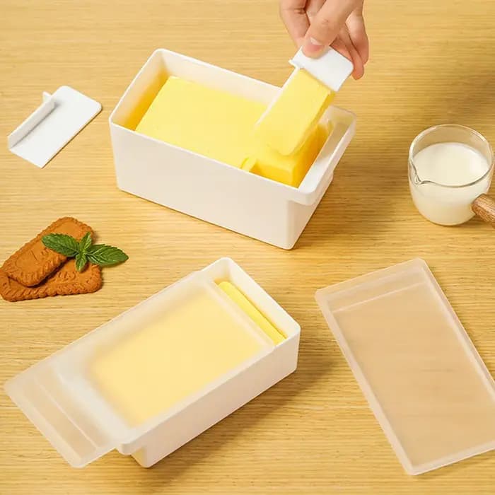 Boîte de rangement rectangulaire pour poupée japonaise avec couvercle, spatule, fromage, conservation, réfrigérateur