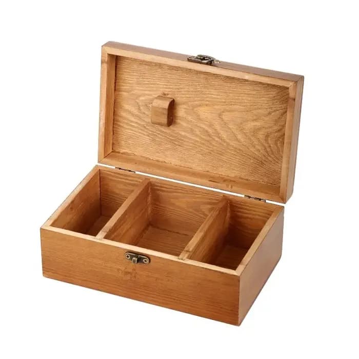 Boîte à couture en bois avec couvercle, organisateur artisanal multi-compartiments, rangement à domicile pour aiguilles, fils, ciseaux – Kit de couture vintage