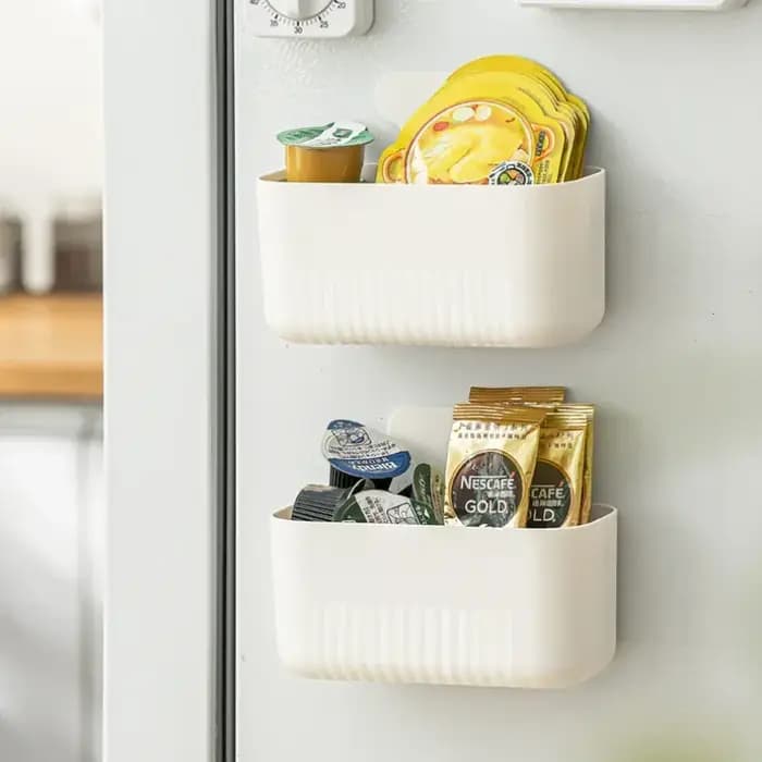 Boîte de rangement murale non perforée pour réfrigérateur domestique
